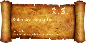 Kubatov Beatrix névjegykártya