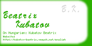 beatrix kubatov business card
